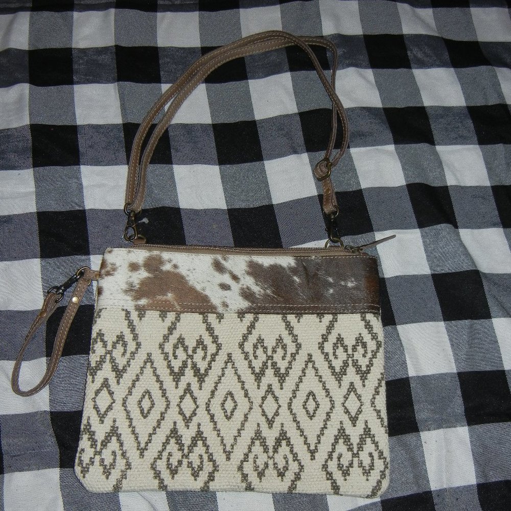 Myra Bag Fur Canvas Boho Southwestern Aztec Print Tote Shoulder Crossbody Bag